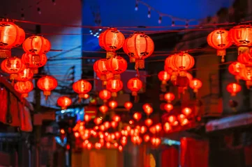 Fototapete Rund Chinesische Neujahrslaternen in China Town. © toa555