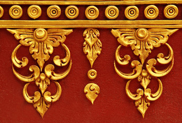 Traditional Thai style flower pattern decorative, stucco gold pa