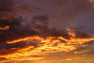 Orange sky and cloud before sunrise in the morning