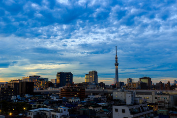 Building in Tokyo Janpan after sunset with cloud , twilight time