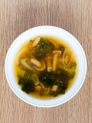 Japanese cuisine, miso soup of slimy mushroom called Nameko