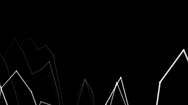 VJ Footage. Generative Visuals. White Generative Lines Appearing from the Dark Depth.
