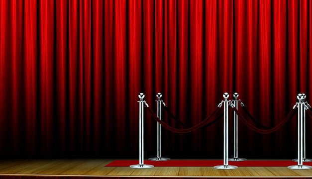 Red carpet on stage and curtain