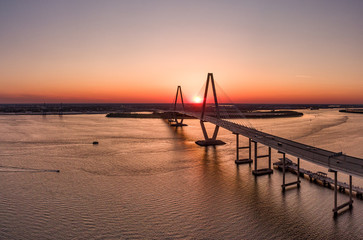 Sunset and the Ravenel Bridge in Charleston SC