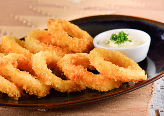 fried squid rings breaded