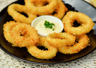 fried squid rings breaded