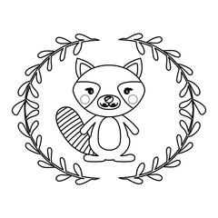 Raccoon cartoon icon. Animal cute life and nature theme. Isolated design. Vector illustration