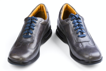 gray leather man's shoes