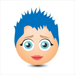 Woman smiles. Girl with short hair. Vector illustration.