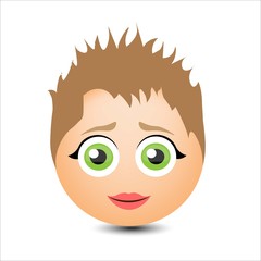 Woman smiles. Girl with short hair. Vector illustration.