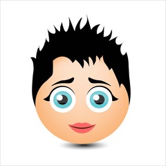 Woman smiles. Girl with short hair. Vector illustration.