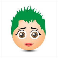 Woman smiles. Girl with short hair. Vector illustration.