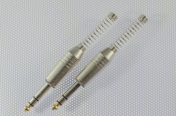 Fototapeta premium Guitar jack cables on white background