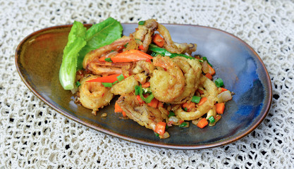 fried shrimp with herb