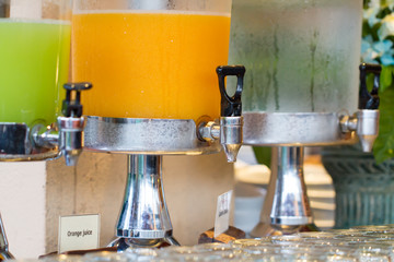 Orange juice buffet self service in morning at hotal