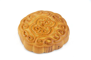 single moon cake isolated on white background