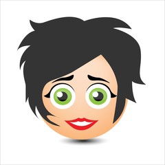 Woman smiles. A girl with short hair. Vector illustration.