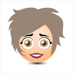 Woman smiles. A girl with short hair. Vector illustration.
