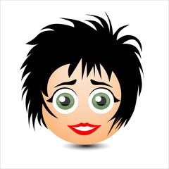 Woman smiles. A girl with short hair. Vector illustration.