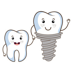 Dental care tooth character vector illustration design