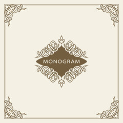 Vintage Ornament Greeting Card Vector Template. Retro Luxury Invitation, Royal Certificate. Flourishes frame. Vector Background