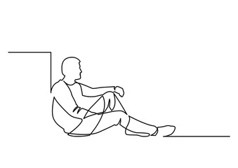 continuous line drawing of sitting man