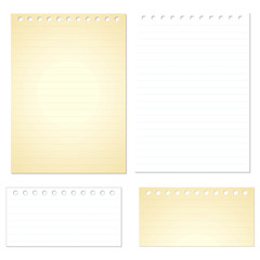 Set of various white vector note papers.