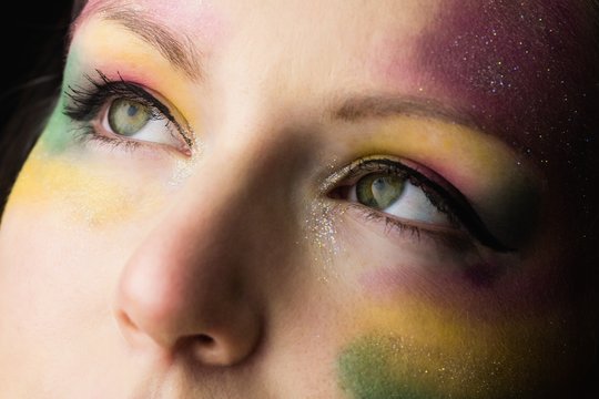 Focus on womans makeup