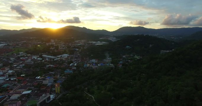 aerial view Khao Rung the land mark view point of Phuket place in the middle of Phuket town
Khao Rang viewpoint on hill top in the middle of Phuket town 
