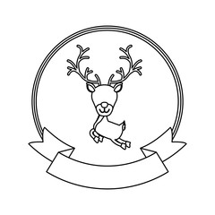 Reindeer icon. Merry Christmas season decoration and card theme. Isolated design. Vector illustration