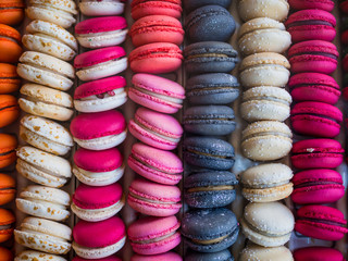 Colorful macarons dessert with vintage pastel tones