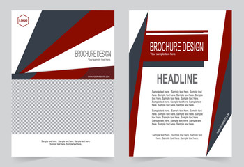 Brochure template, Flyer design grey and red color template