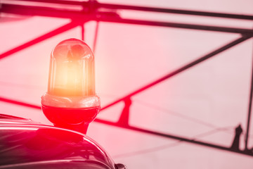 Police vehicle strobe light, Red color lighting flash roll on top of a police car with space for...