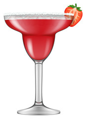 Realistic looking Strawberry Margarita cocktail. Vector illustration.