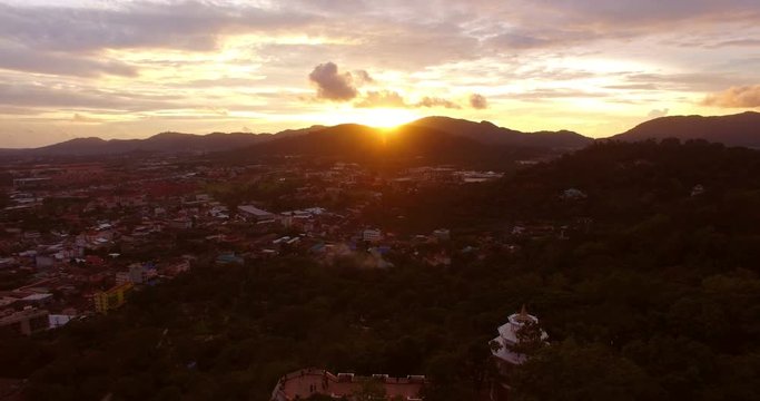aerial view Khao Rung the land mark view point of Phuket place in the middle of Phuket town
Khao Rang viewpoint on hill top in the middle of Phuket town 
