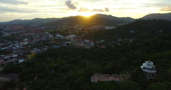aerial view Khao Rung the land mark view point of Phuket place in the middle of Phuket town
Khao Rang viewpoint on hill top in the middle of Phuket town 
