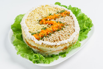 salad on the white plate