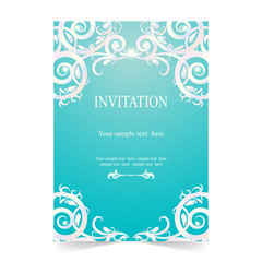 Invitation card, wedding card soft  blue background