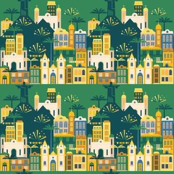 Latin American holiday, the June party of Brazil. Seamless pattern.