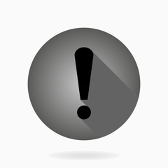 Fine vector exclamation flat icon in the circle. Flat design and long shadow