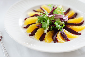 beet and orange napoleon salad