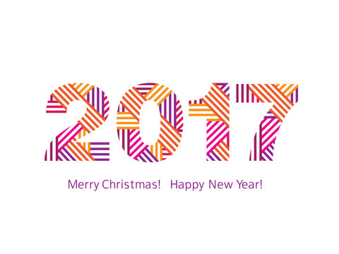 Happy New Year 2017. Merry Christmas. Congratulations, greeting card. Vector.