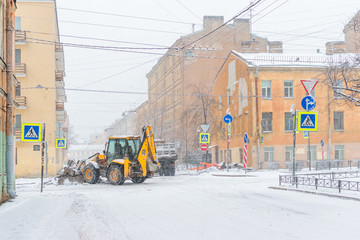RUSSIA, ST. PETERSBURG - November, 2016: Cleaning of snow in the city