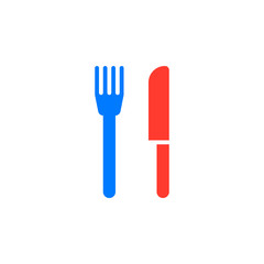 Restaurant symbol. fork and knife icon vector, solid flat sign, colorful pictogram isolated on white, logo illustration