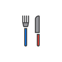Restaurant symbol. fork and knife line icon, filled outline vector sign, linear colorful pictogram isolated on white. logo illustration