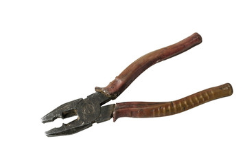old hand tool on white background