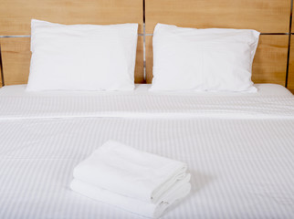 Interior of a double bed hotel room