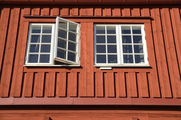 Traditional Swedish wooden facade.