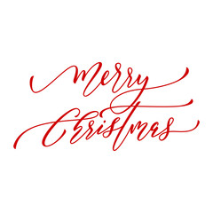 Fototapeta na wymiar Merry Christmas vector text calligraphic lettering creative typography