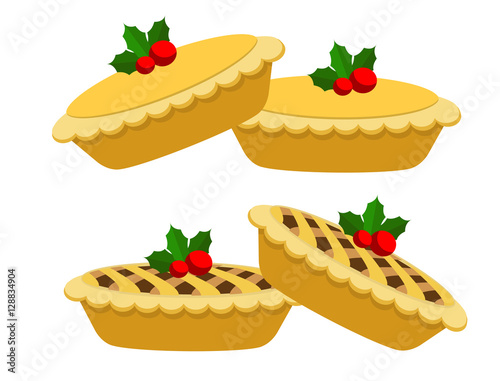 &ldquo;Illustration vector of couple mince pies on Christmas theme.&rdquo; Stock